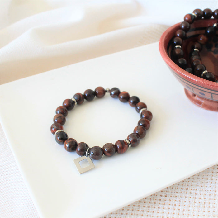 SAUVAGE | Bracelet en oeil de taureau et acier inoxydable - Lunaki Design