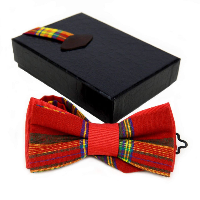 Noeud papillon à carreaux - rouge madras