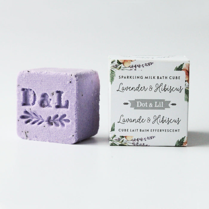 lavender & hibiscus sparkling milk bath cube