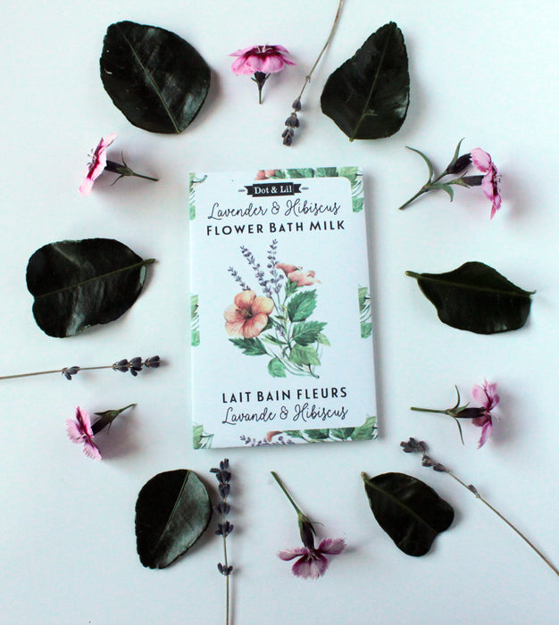 lavender & hibiscus flower bath milk sachet