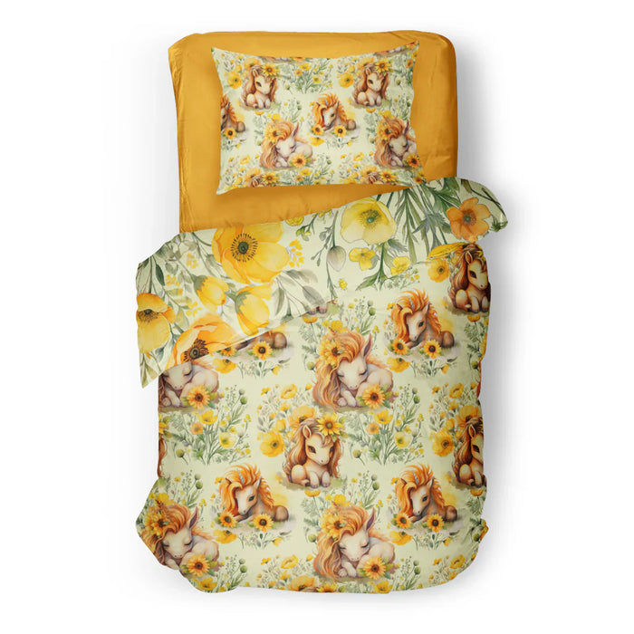 Housse de couette ou douillette licorne -réversible ( fait au québec) - taie incluse