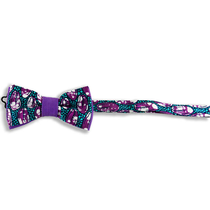 Noeud papillon mauve - cauris pagne wax