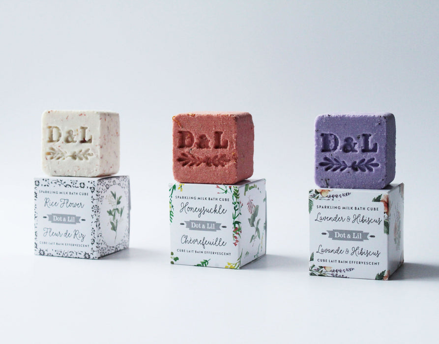 lavender & hibiscus sparkling milk bath cube