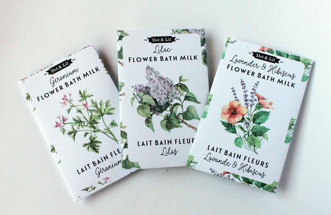 lavender & hibiscus flower bath milk sachet