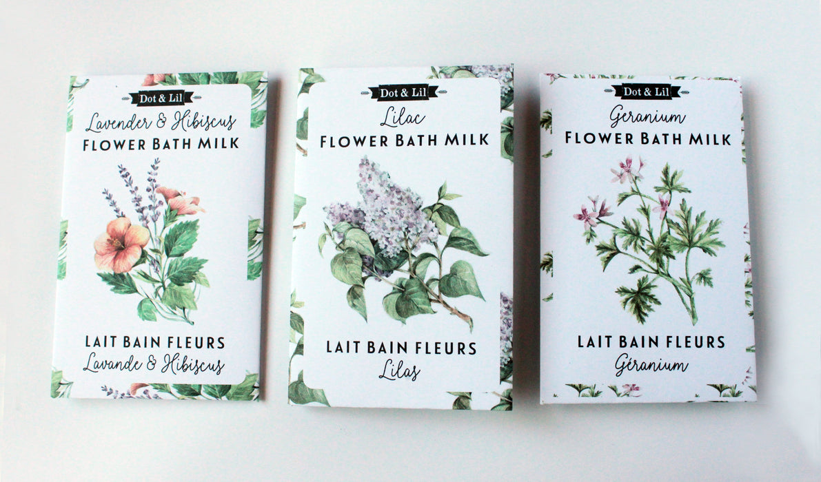 lavender & hibiscus flower bath milk sachet