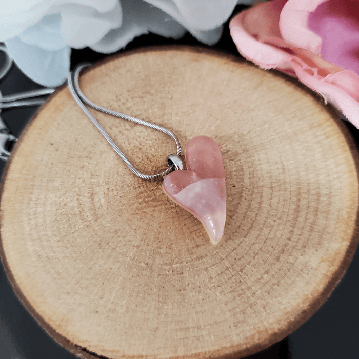 Mini coeur beige et vieux rose - Bijoux Le fil d'Ariane