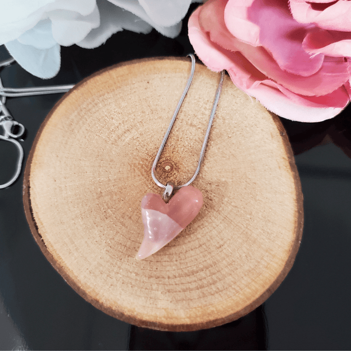 Mini coeur beige et vieux rose - Bijoux Le fil d'Ariane