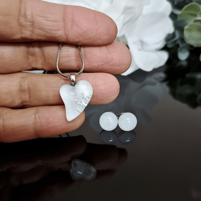 Mini coeur blanc - Bijoux Le fil d'Ariane