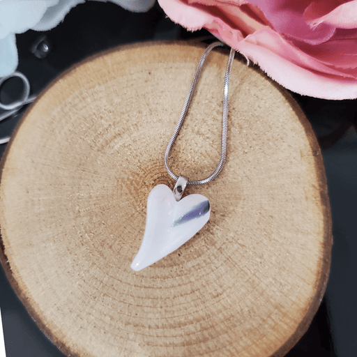 Mini coeur blanc et violet - Bijoux Le fil d'Ariane