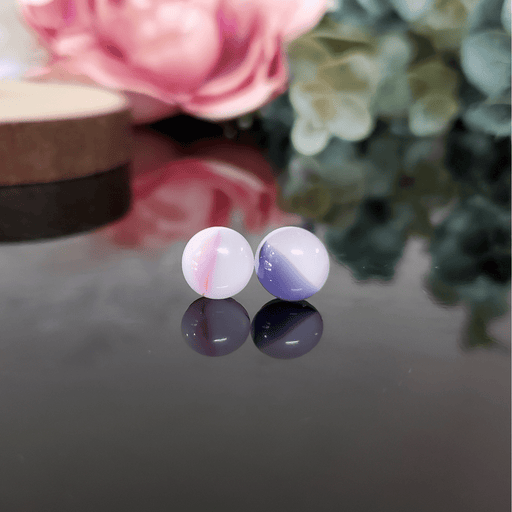 Mini coeur blanc et violet - Bijoux Le fil d'Ariane