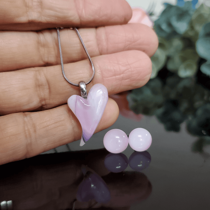 Mini coeur rose, blanc et mauve - Bijoux Le fil d'Ariane