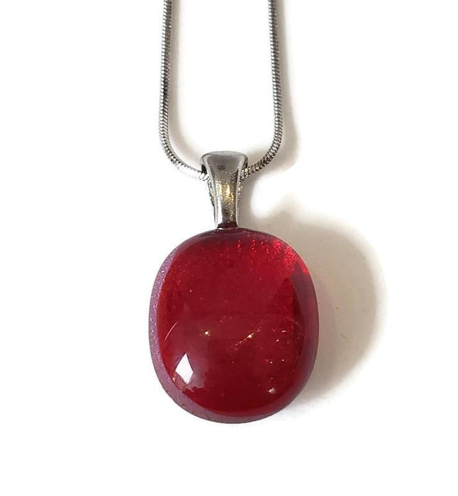 Mini pendentif, rouge transparent verre fusion