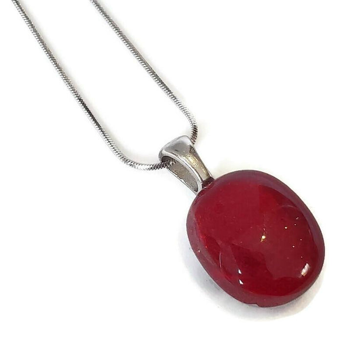 Mini pendentif, rouge transparent verre fusion