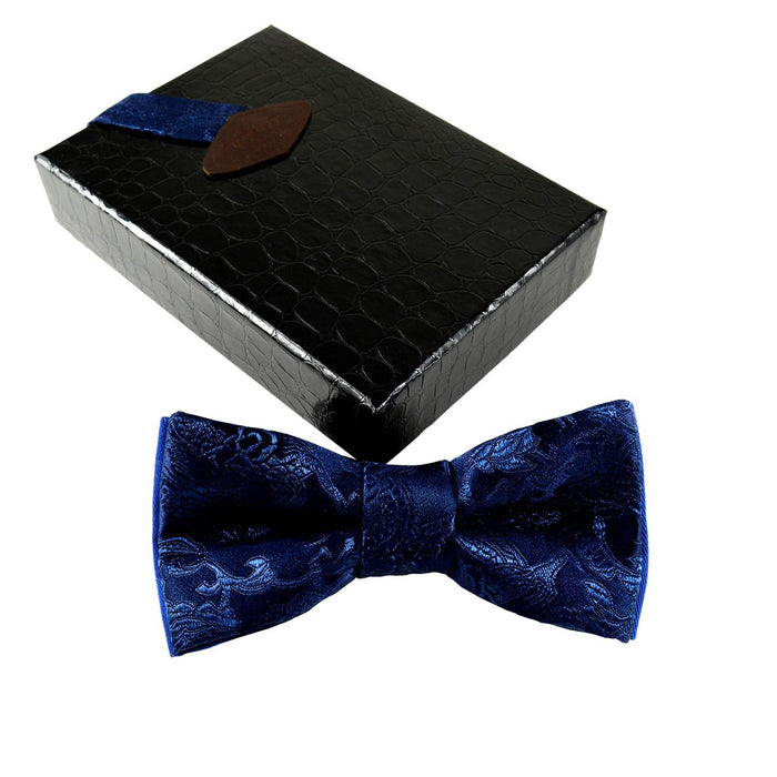 Noeud papillon bleu marine - broderie florale