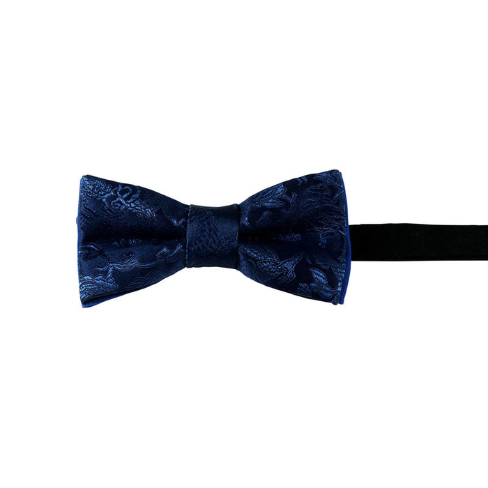 Noeud papillon bleu marine - broderie florale