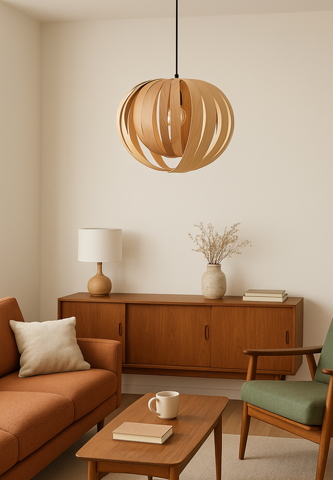 Lampe noisette #3 / merisier blanc et rouge