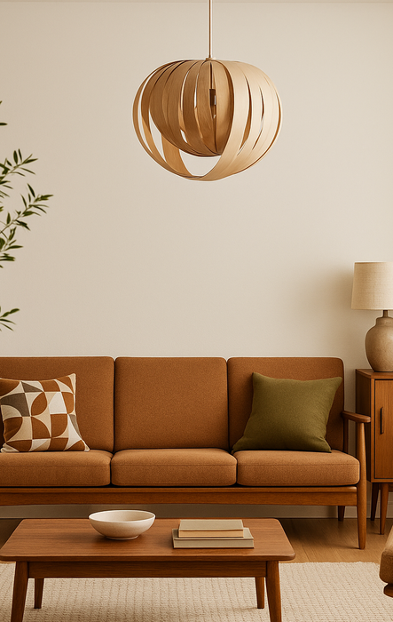 Lampe noisette #3 / merisier blanc et rouge