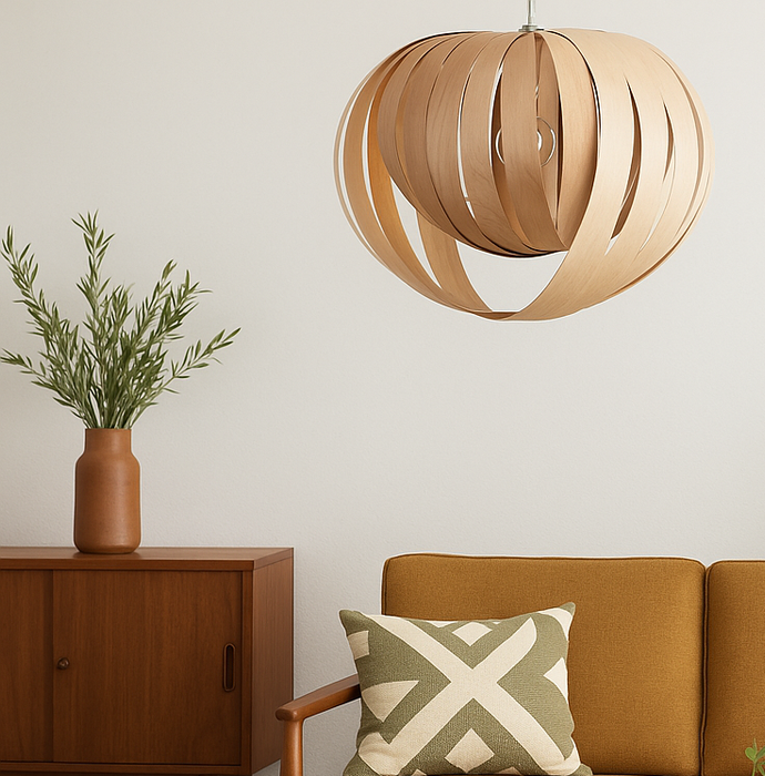 Lampe noisette #3 / merisier blanc et rouge