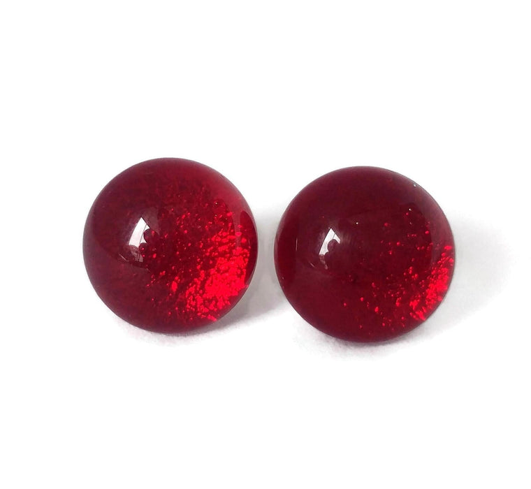 Puces d'oreille rouge vif, verre fusion