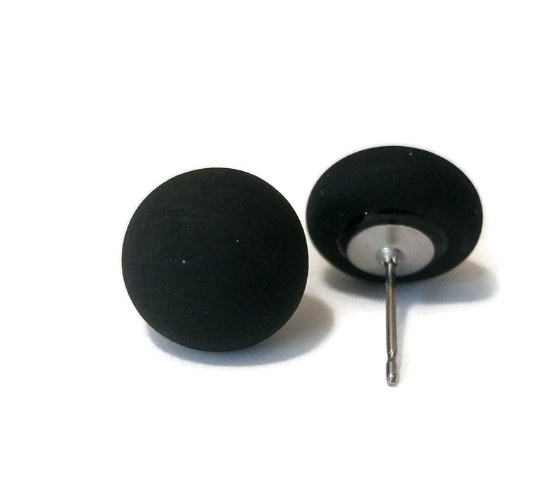 Puces d'oreilles noir - mat ou lustré - Bijoux Le fil d'Ariane