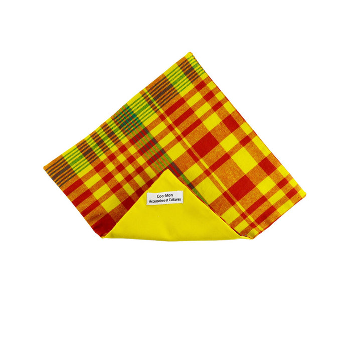 Noeud papillon et foulard pochette - jaune rouge madras