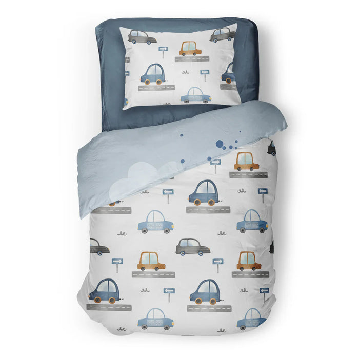 Housse de couette ou douillette route -réversible ( fait au québec) - taie incluse