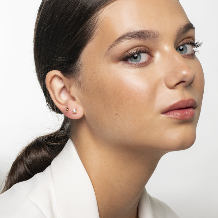 4mm cubic zirconia stud earrings stainless steel MIA boucles d'oreilles pierre or rose T419E002AR