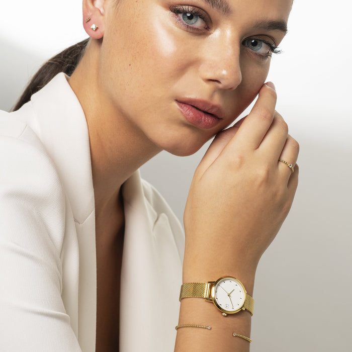 gold 4mm cubic zirconia stud earrings stainless steel MIA boucles d'oreilles pierre or rose T419E002DO