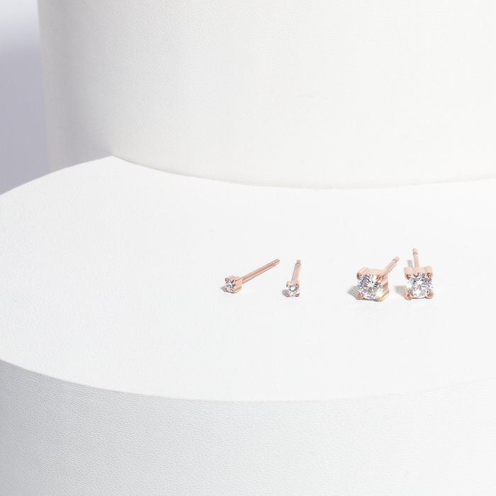 gold 4mm cubic zirconia stud earrings stainless steel MIA boucles d'oreilles pierre or T419E002DO