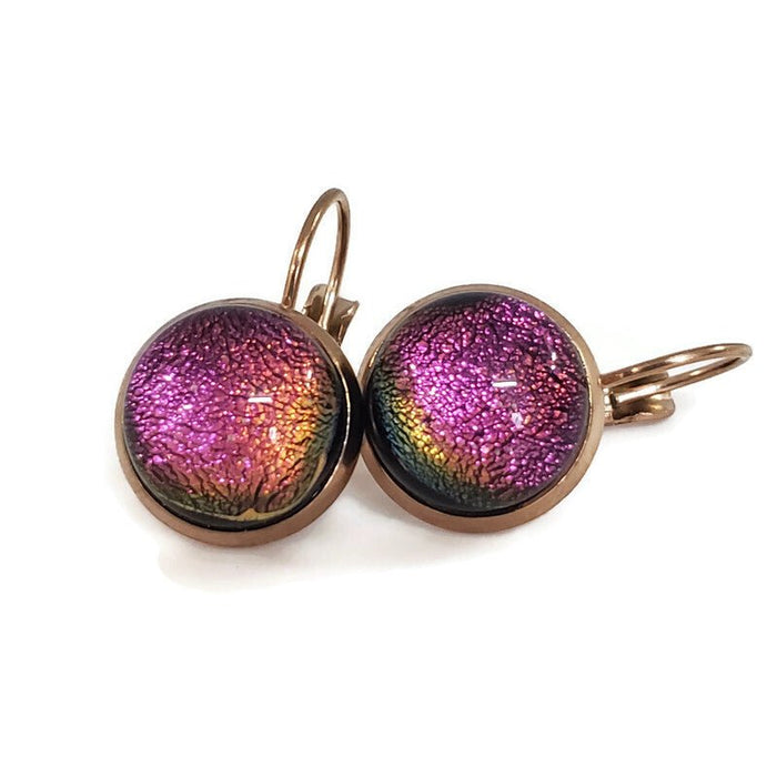 Trio boucles leviers surprise, boucles d'oreilles verre neuf - Bijoux Le fil d'Ariane