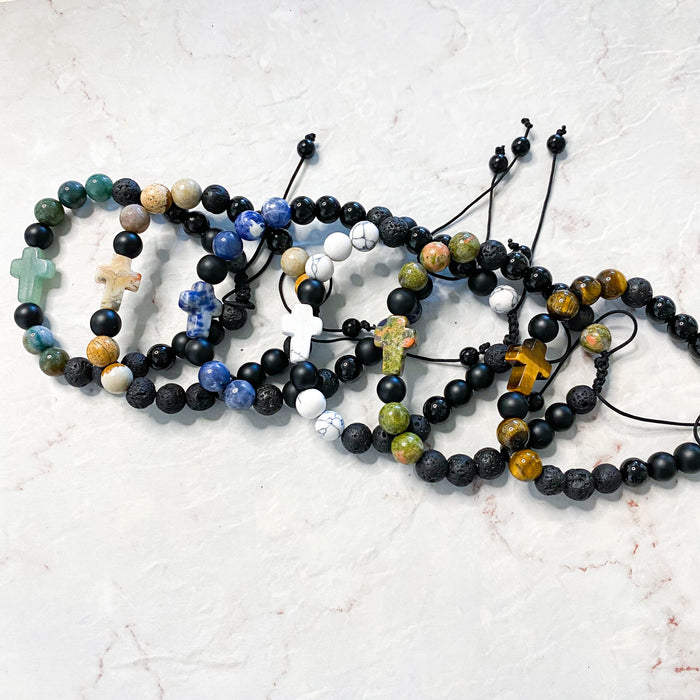 Bracelet pierres naturelles « croix »