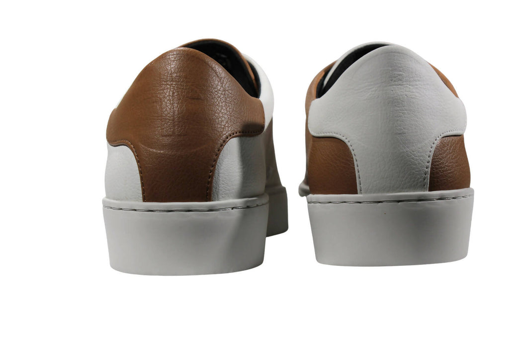 Sneakers dépareillés, véganes en "cuir" de pomme - modèle animlogo, blanc et cognac, pour femmes