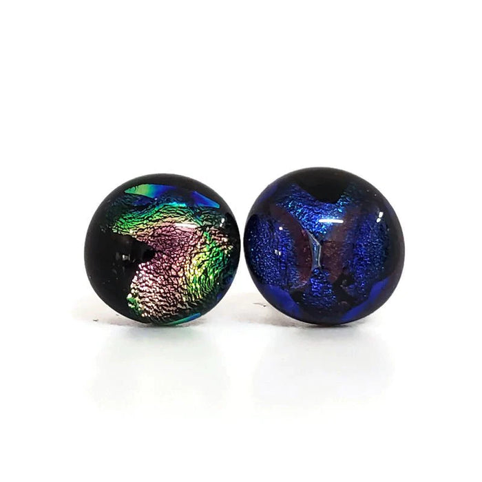 +/- 10 mm, boucles d'oreilles dépareillées, verre fusion #19