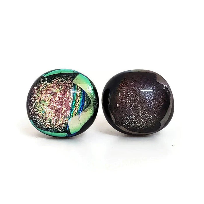 +/- 10 mm, boucles d'oreilles dépareillées, verre fusion #27