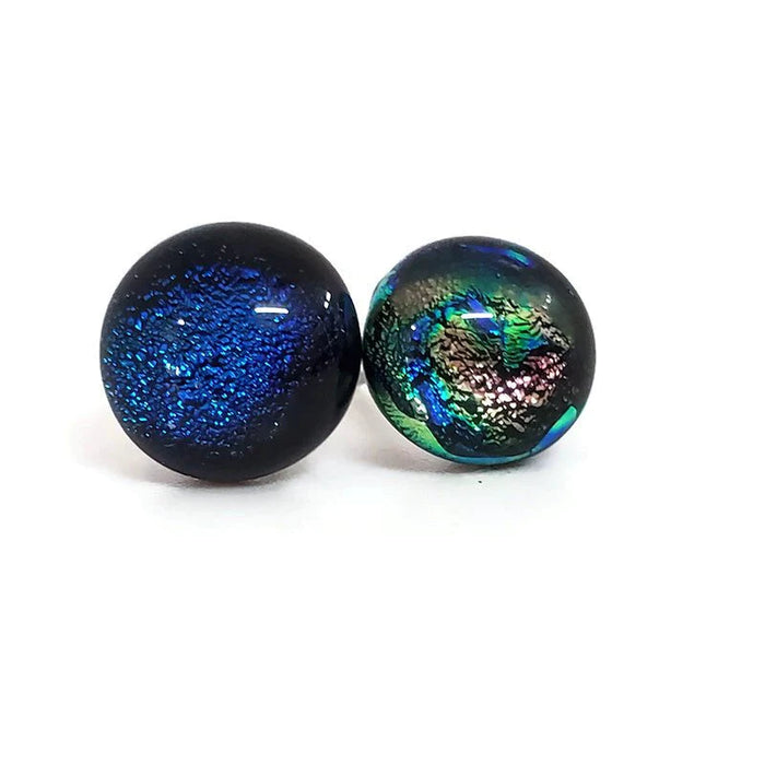 +/- 10 mm, boucles d'oreilles dépareillées, verre fusion #5