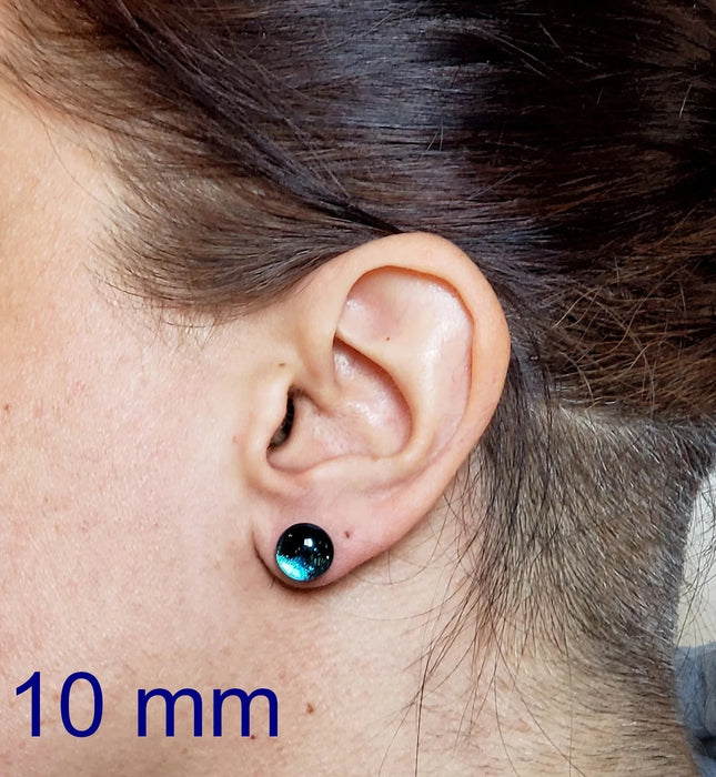 +/- 10 mm, boucles d'oreilles dépareillées, verre fusion #5