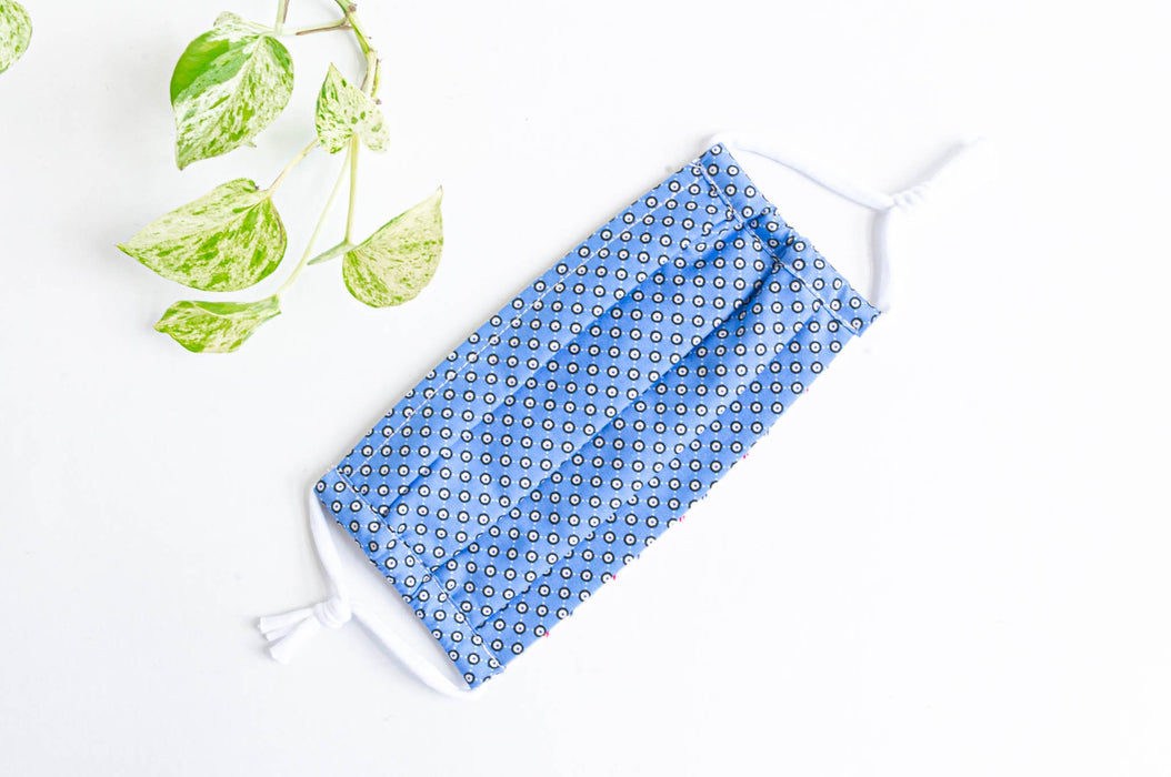 Masque en tissu - cercles bleus & paon