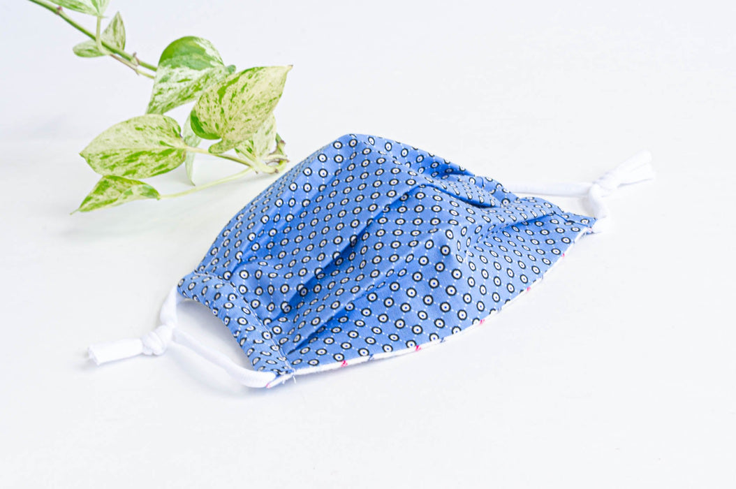 Masque en tissu - cercles bleus & paon