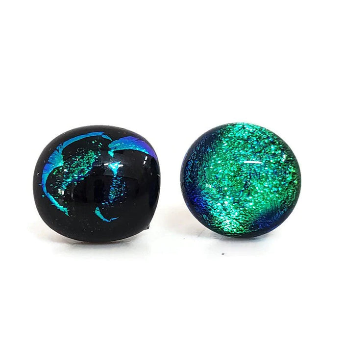 +/- 11 mm, boucles d'oreilles dépareillées, verre fusion #28