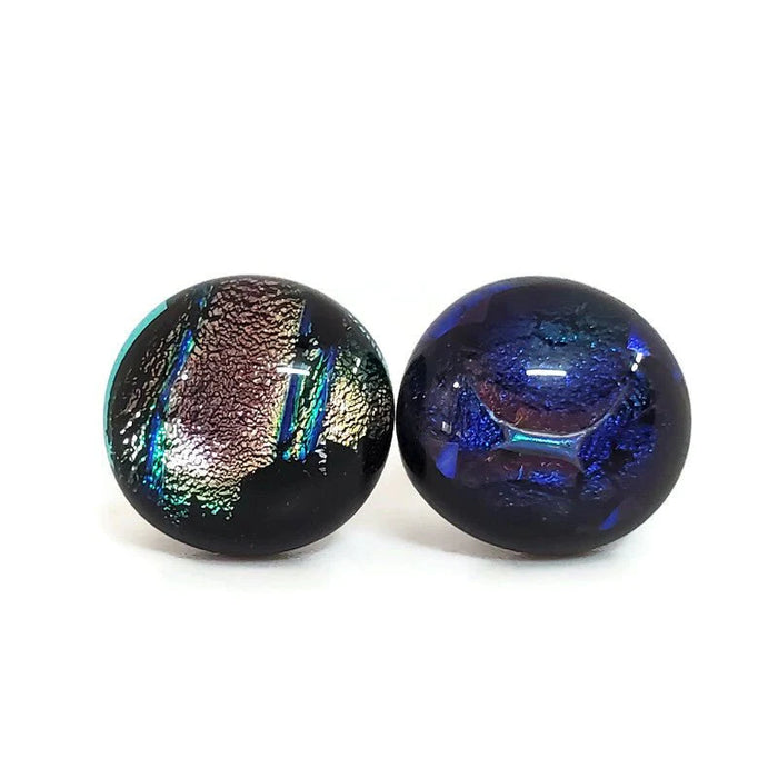 +/- 12 mm, boucles d'oreilles dépareillées, verre fusion #2