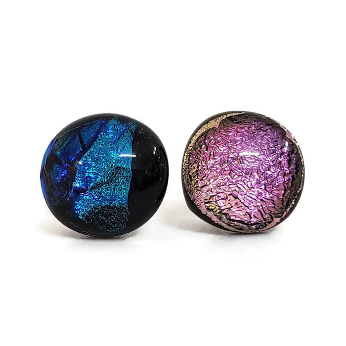 +/- 12 mm, boucles d'oreilles dépareillées, verre fusion #23