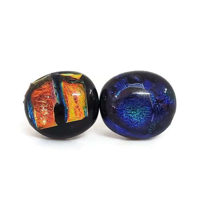 +/- 12 mm, boucles d'oreilles dépareillées, verre fusion #3