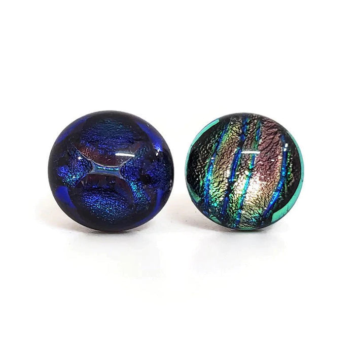 +/- 12 mm, boucles d'oreilles dépareillées, verre fusion #44