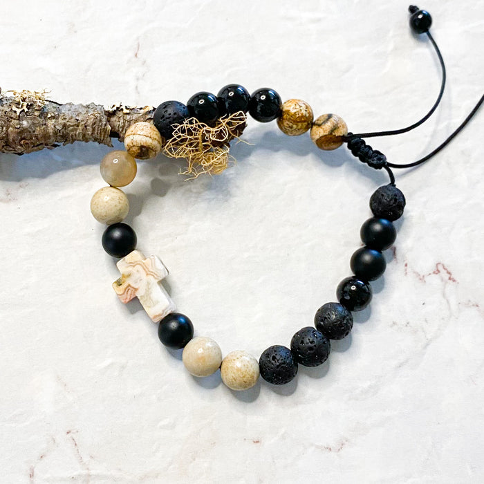 Bracelet pierres naturelles « croix »