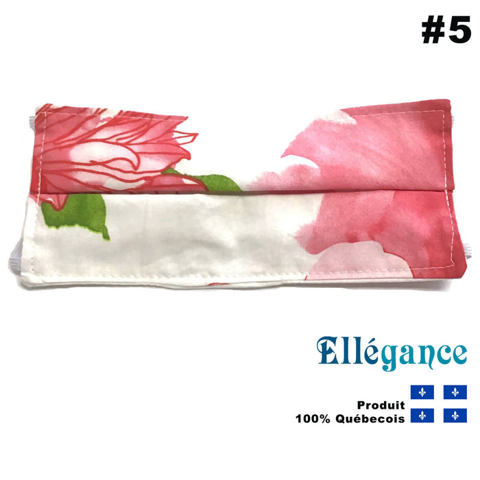 Masque de protection en tissu motifs blanc/rose/vert - #5