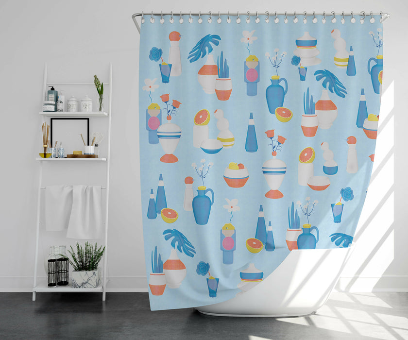 Rideau de douche en polyester, imperméable et lavable, 71" x 71", conçu en collaboration avec l'artiste amélie tourangeau