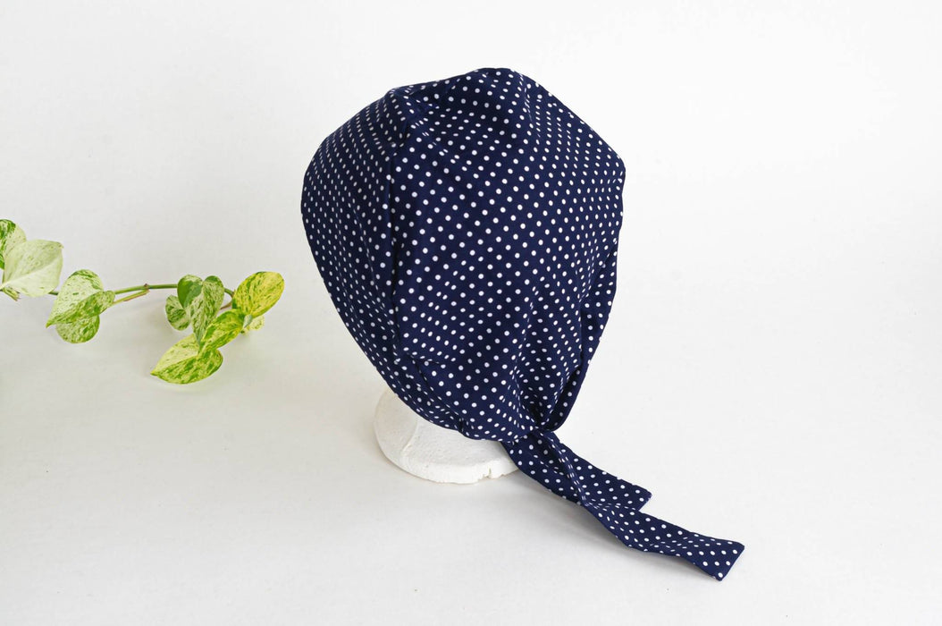 Bonnet chirurgical | motif pois bleu et gris