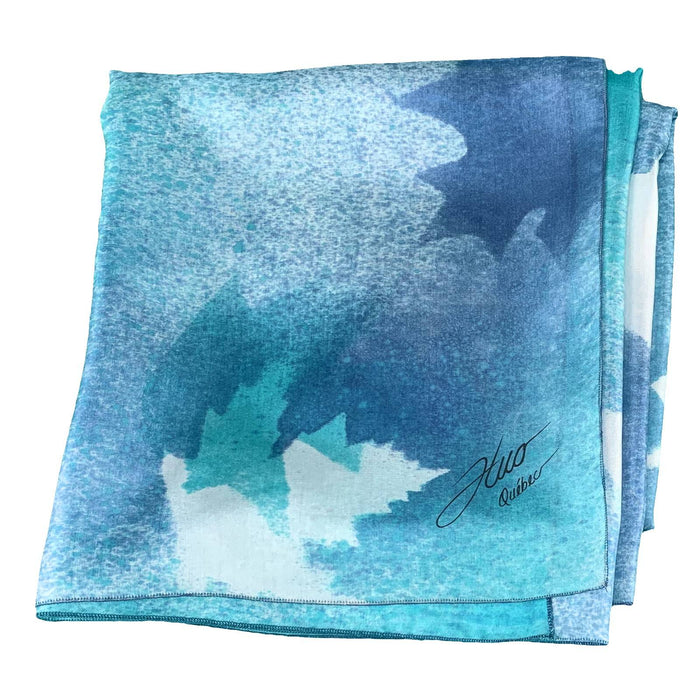 Foulard carré de soie érable turquoise