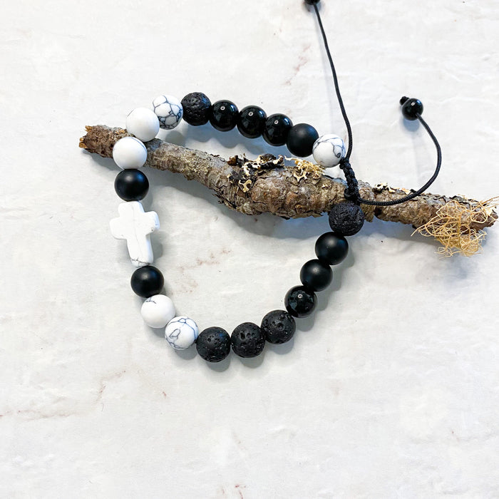 Bracelet pierres naturelles « croix »