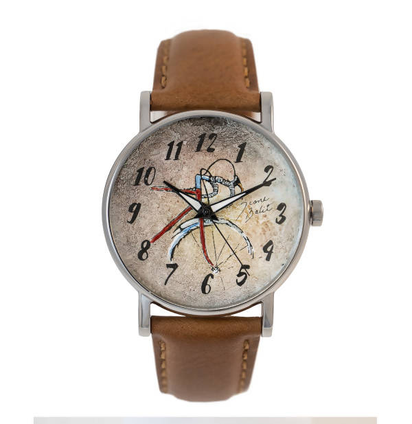 Montre pour homme ronde en acier inoxydable vélo vintage